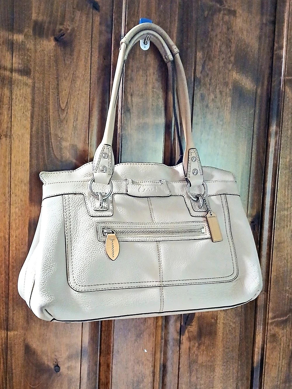 Coach Leather Shoulder Bag in White